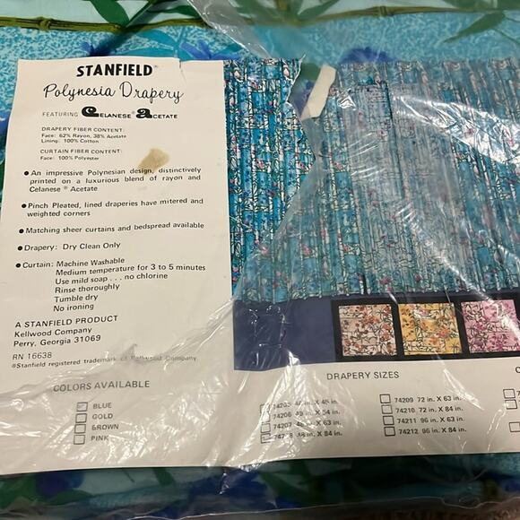 Vintage Barkcloth Polynesia Drapery Stanfield Drapes 2 - Picture 1 of 2